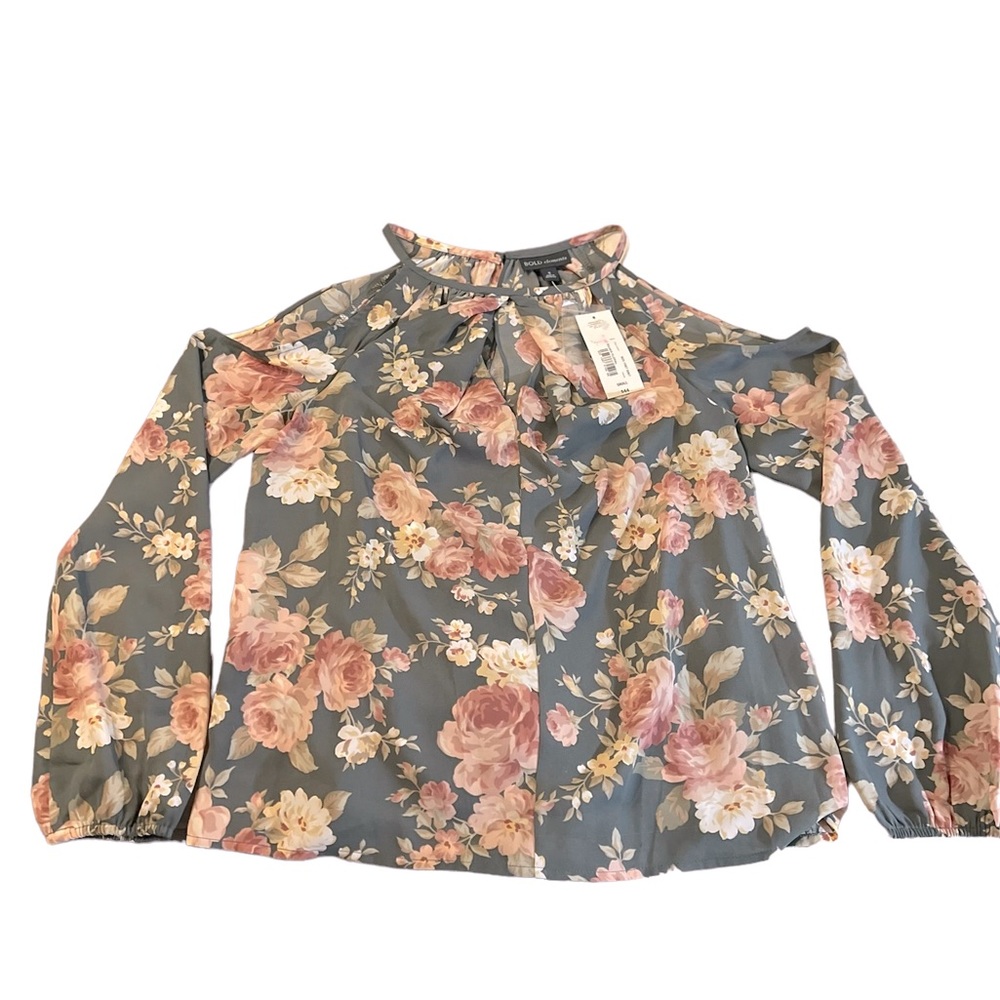 NWT BOLD Elements Cold Shoulder Peek a Boo Blouse Sz S - Picture 4 of 7